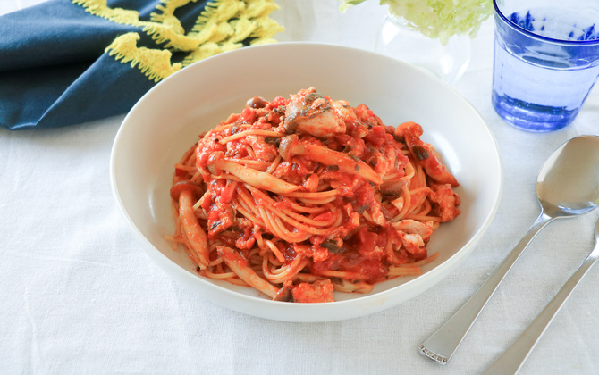 さけときのこのトマトパスタ